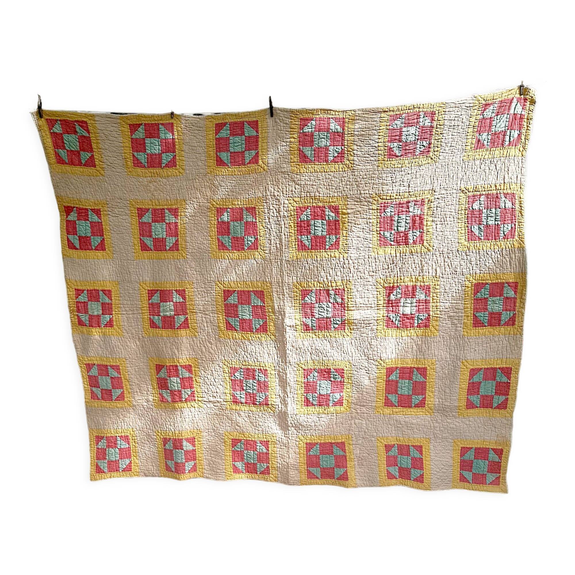 Plaid patchwork américain matelassé XIXème