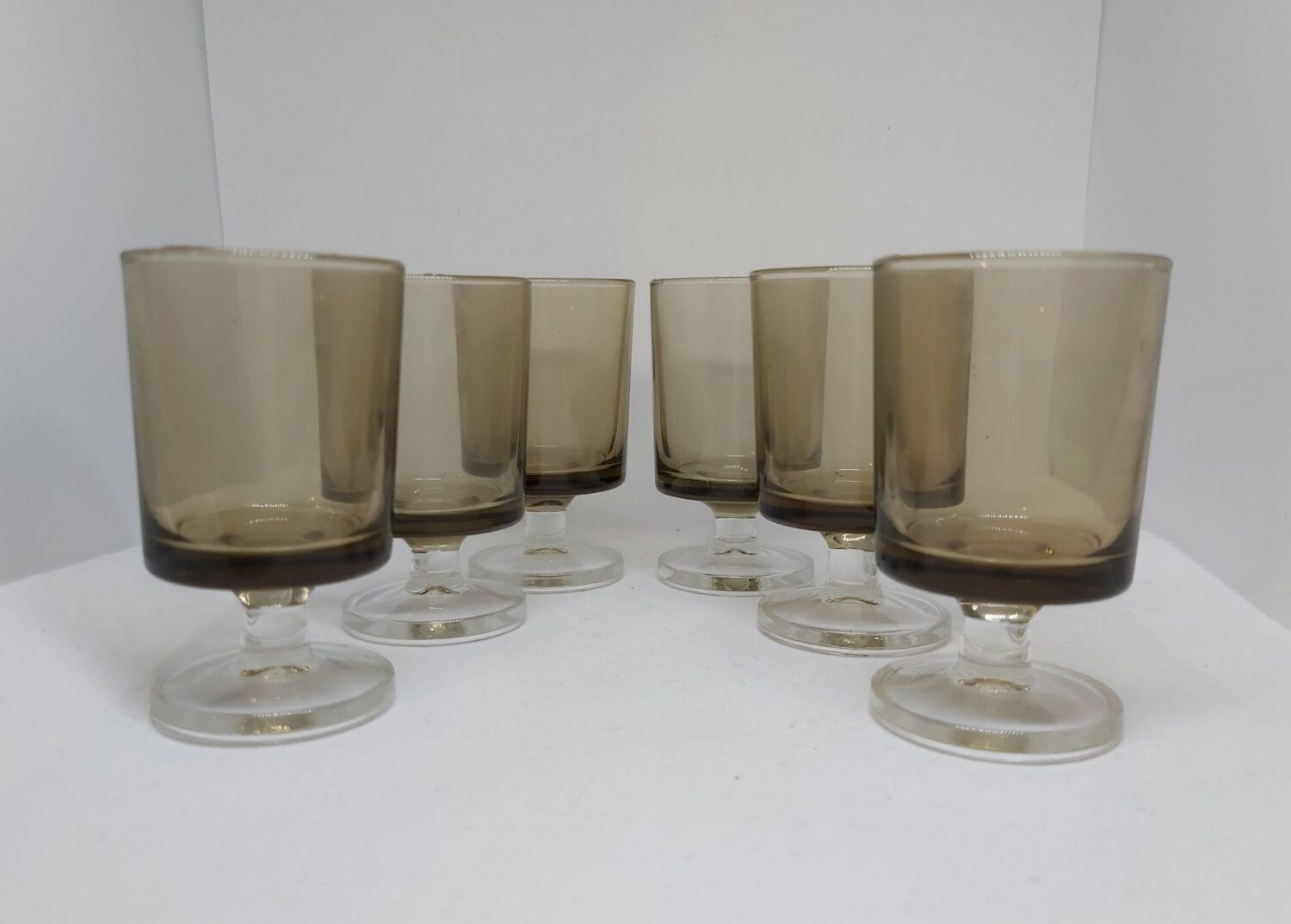 Smoked brown digestive glasses from the 70s
