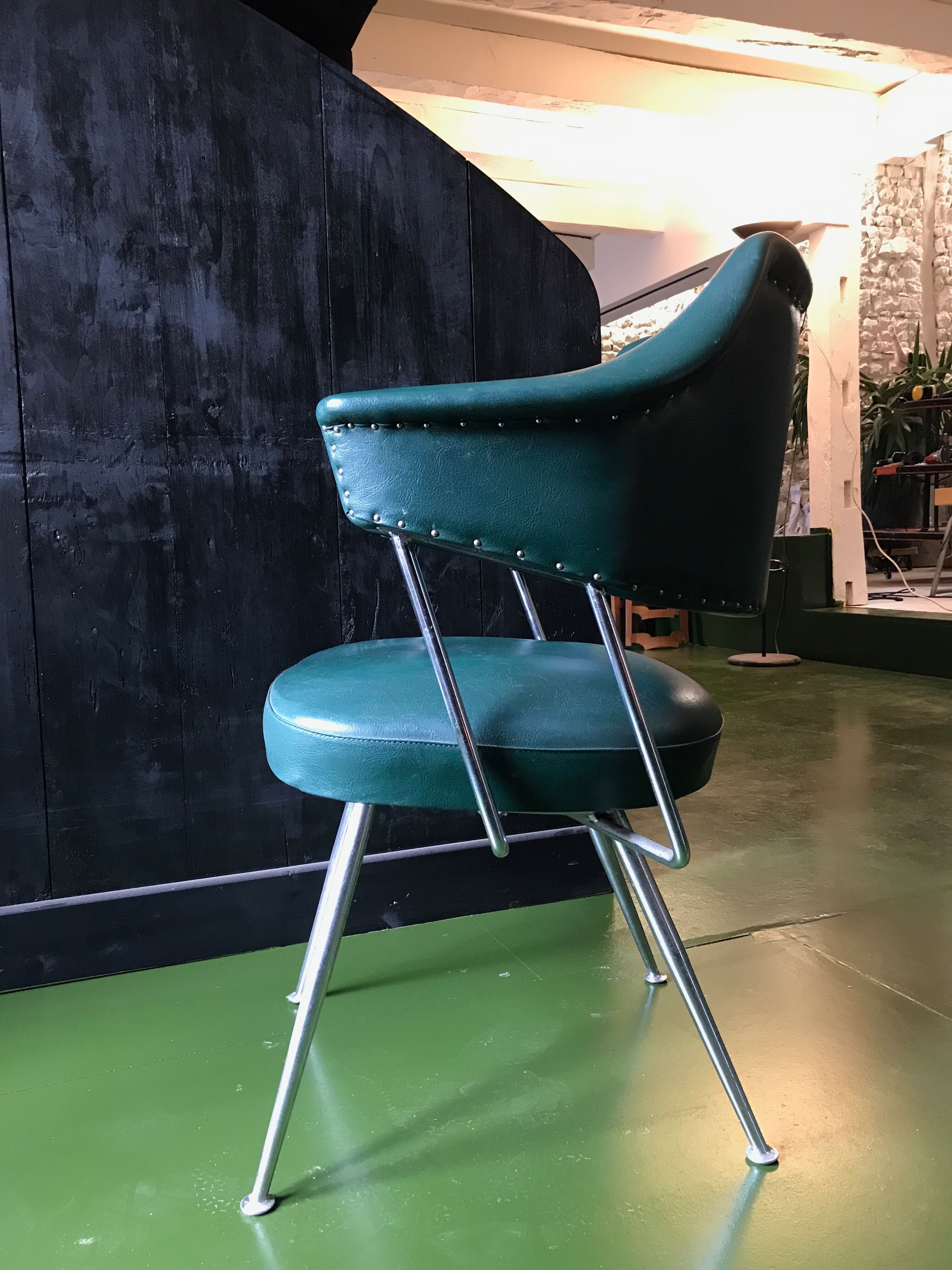 Green skai armchair