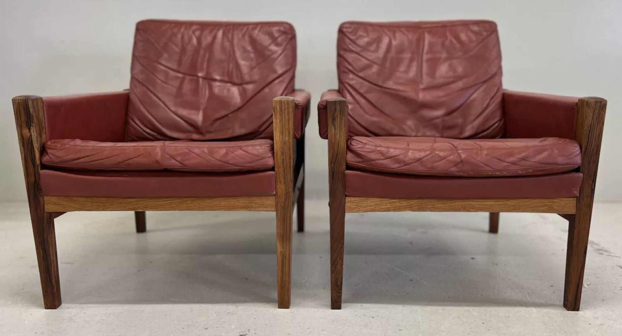 Vintage Danish Lounge Chairs In Rosewood And Leather. 1960s
