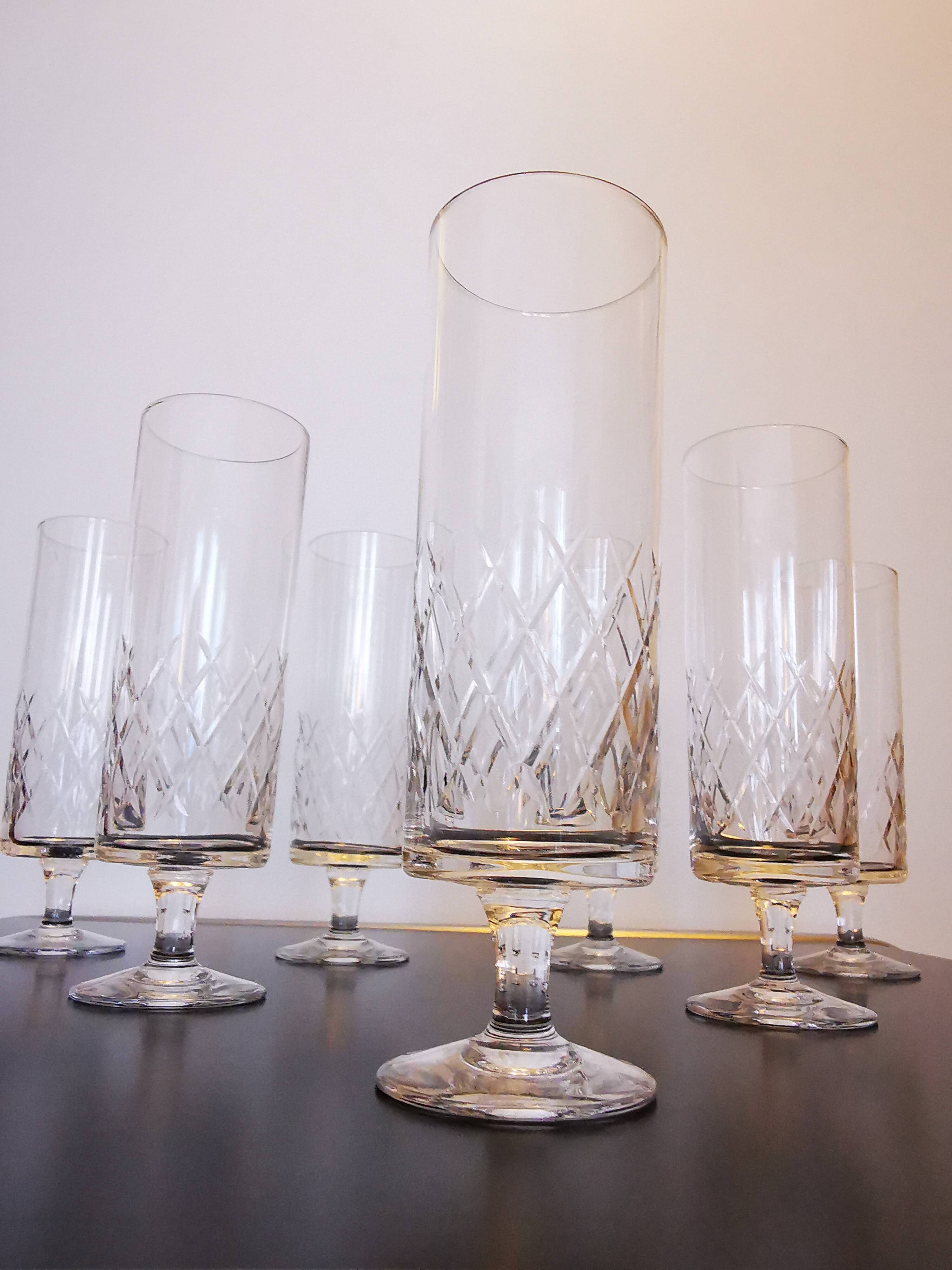Lot of crystal champagne flutes