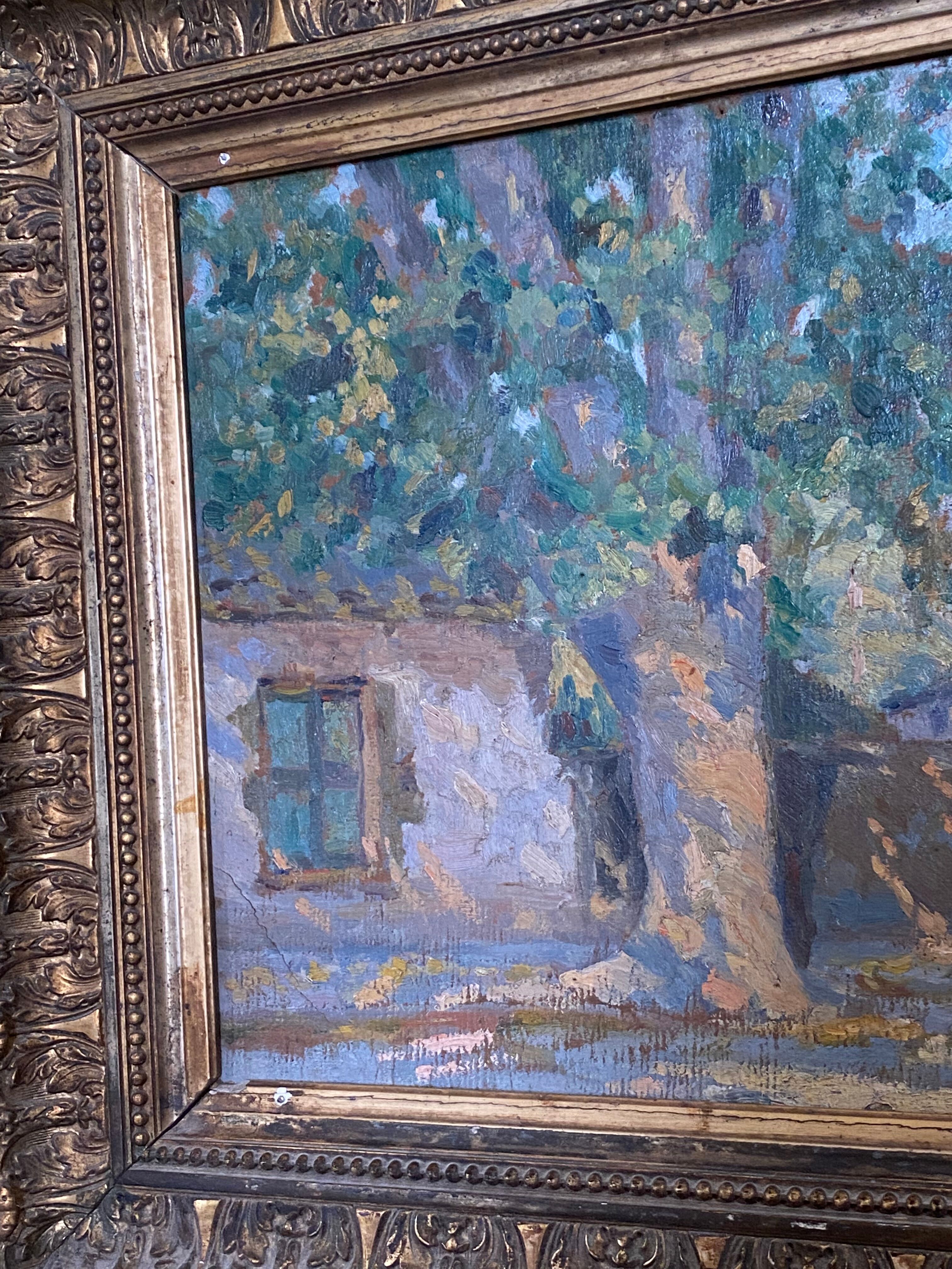 Tableau impressioniste "Cours de ferme"