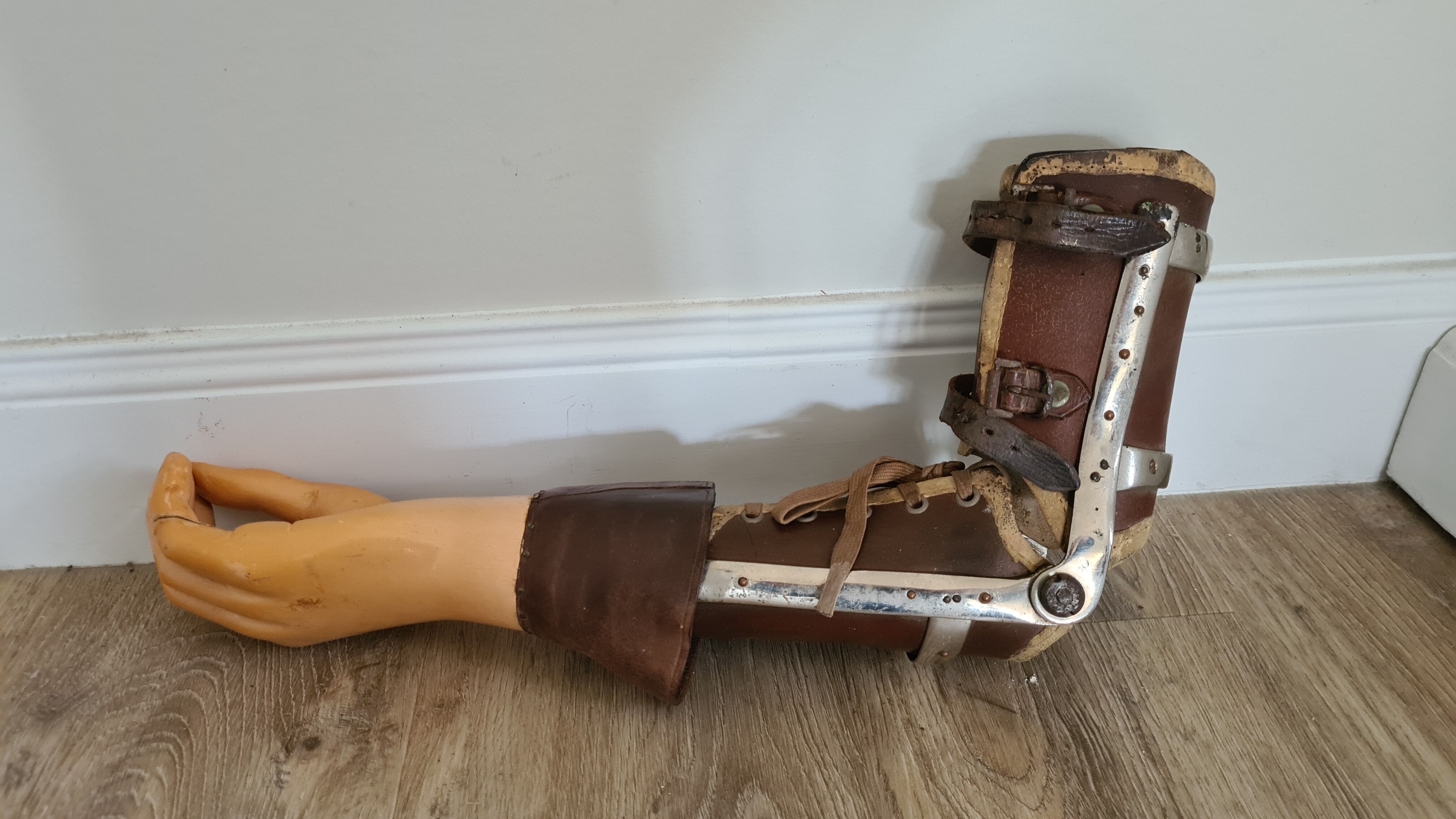 Old articulated wooden prosthesis
