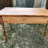 Louis Philippe style old cherry desk table with 2 drawers and 1 pull.