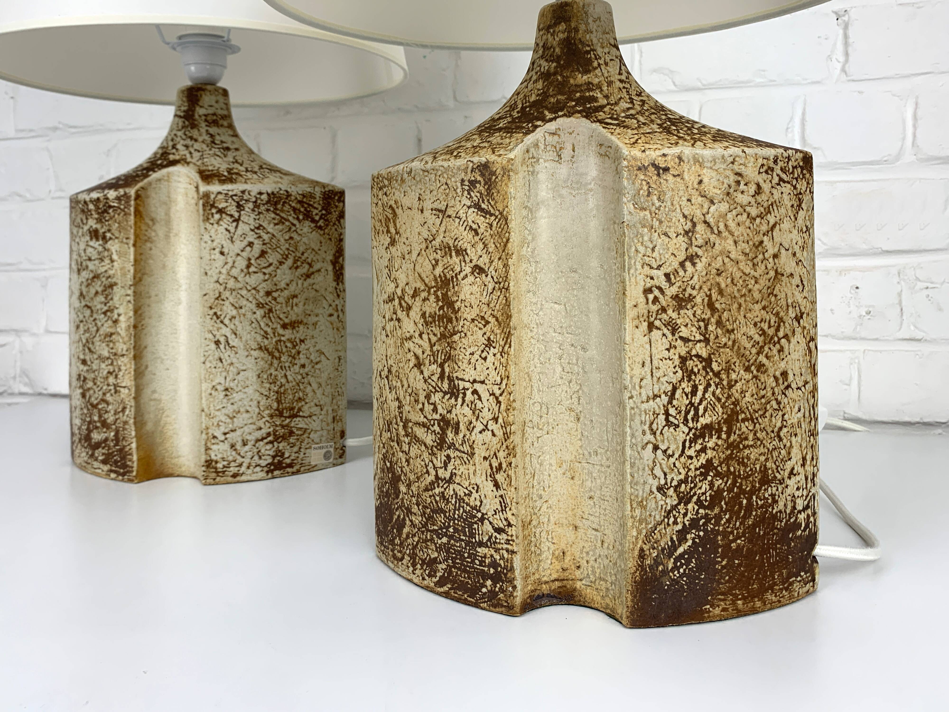 Pair of Haico Nitzsche ceramic table lamps for Soholm, Denmark