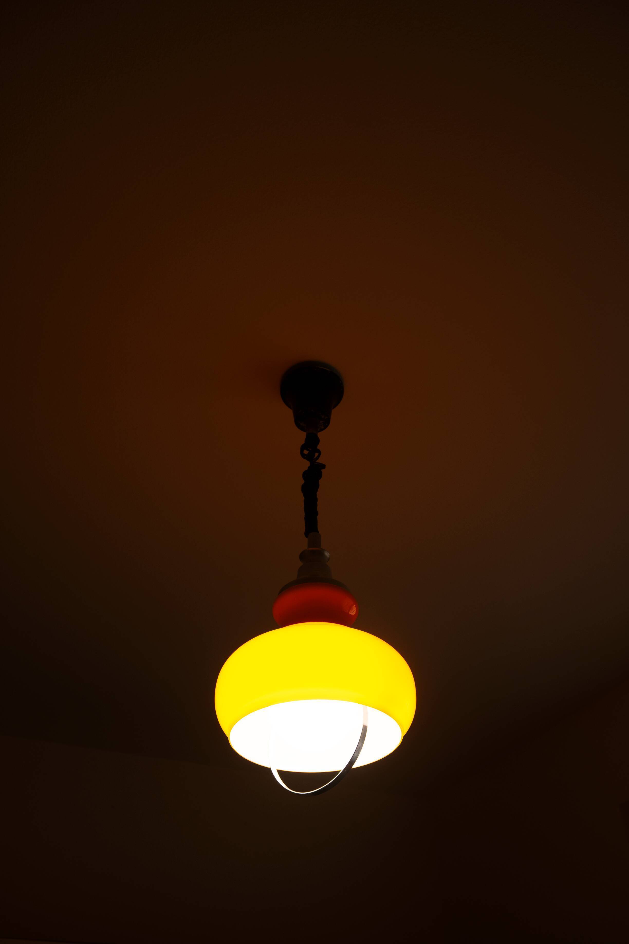 Space Age Opaline Glass Pendant Light