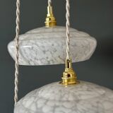 Vintage triple suspension lampshade in Clichy glass bench