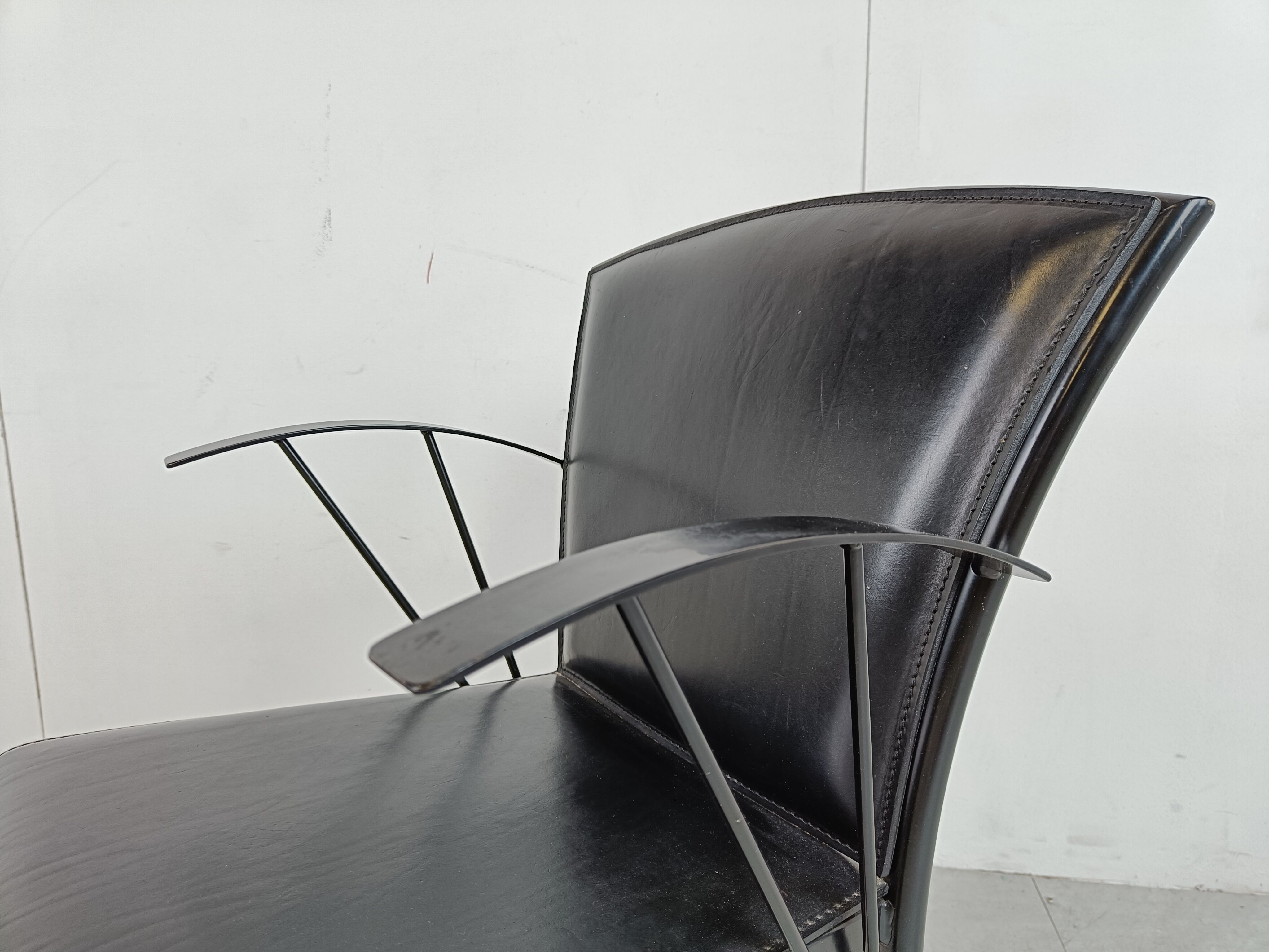 Vintage black leather dining chairs by Arrben, 1980s
