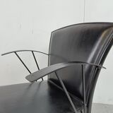 Vintage black leather dining chairs by Arrben, 1980s