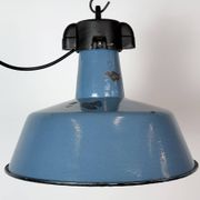 Industrial Blue Enamel Factory Lamp with Cast Iron Top, 1960s