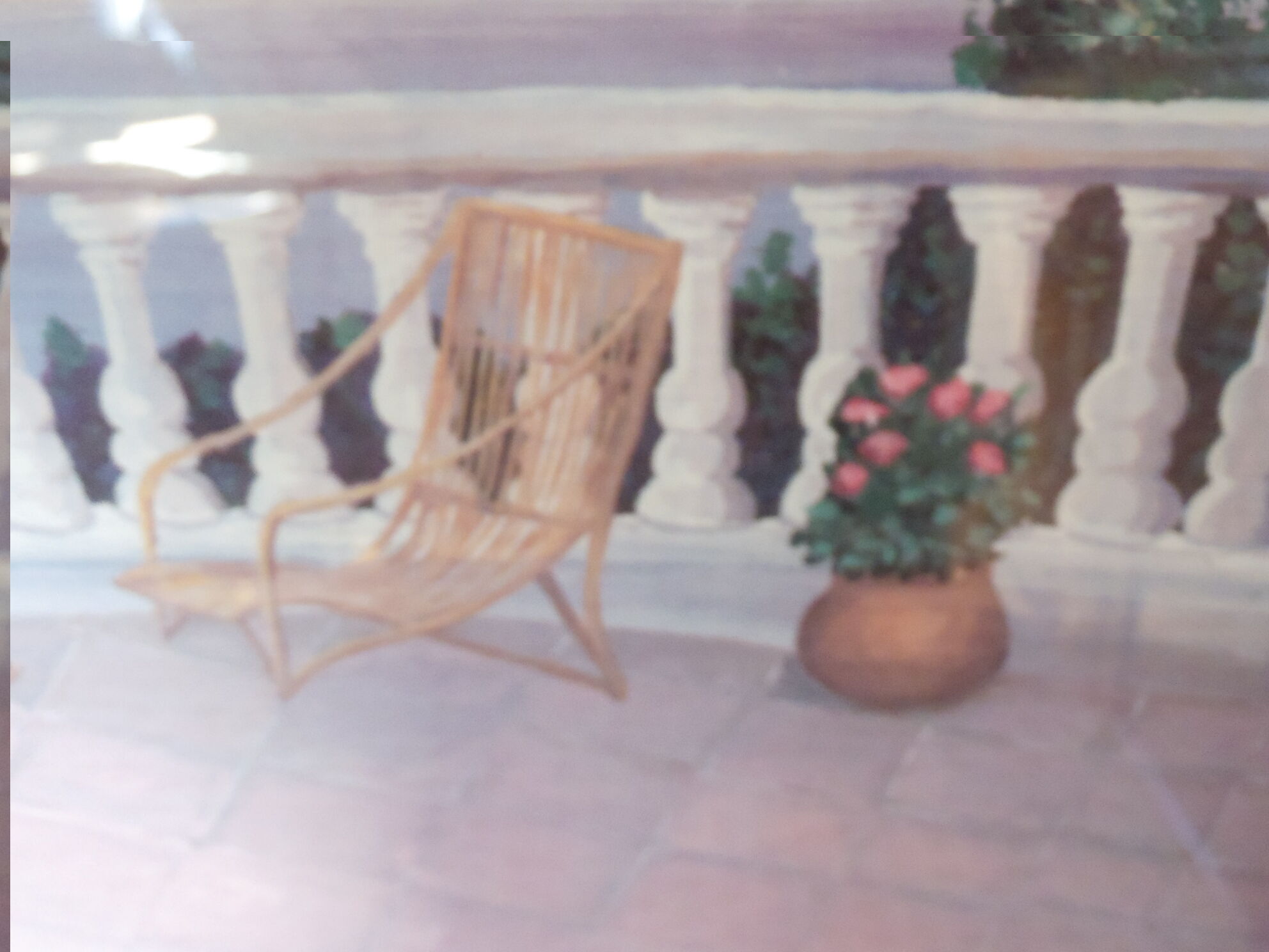 Pastel painting terrace by the sea