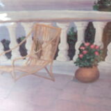 Pastel painting terrace by the sea