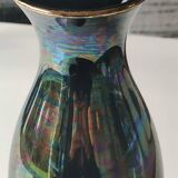 Iridescent japanese vase with floral patterns. stamped japan. high 27.5 cm