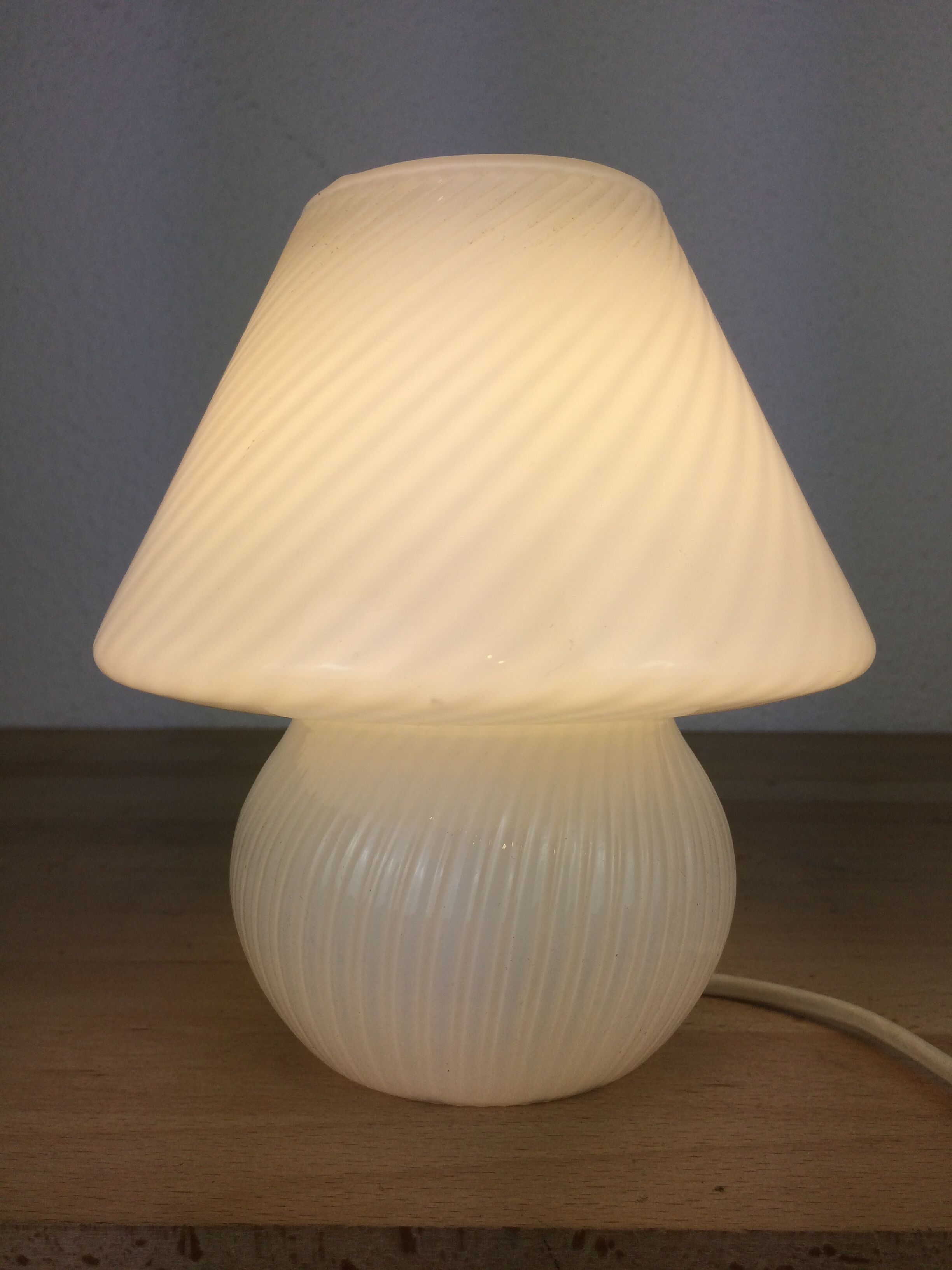 Mushroom lamp white glass Murano
