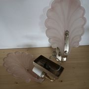 Pair of glass leg sconces, vintage 70 floral décor
