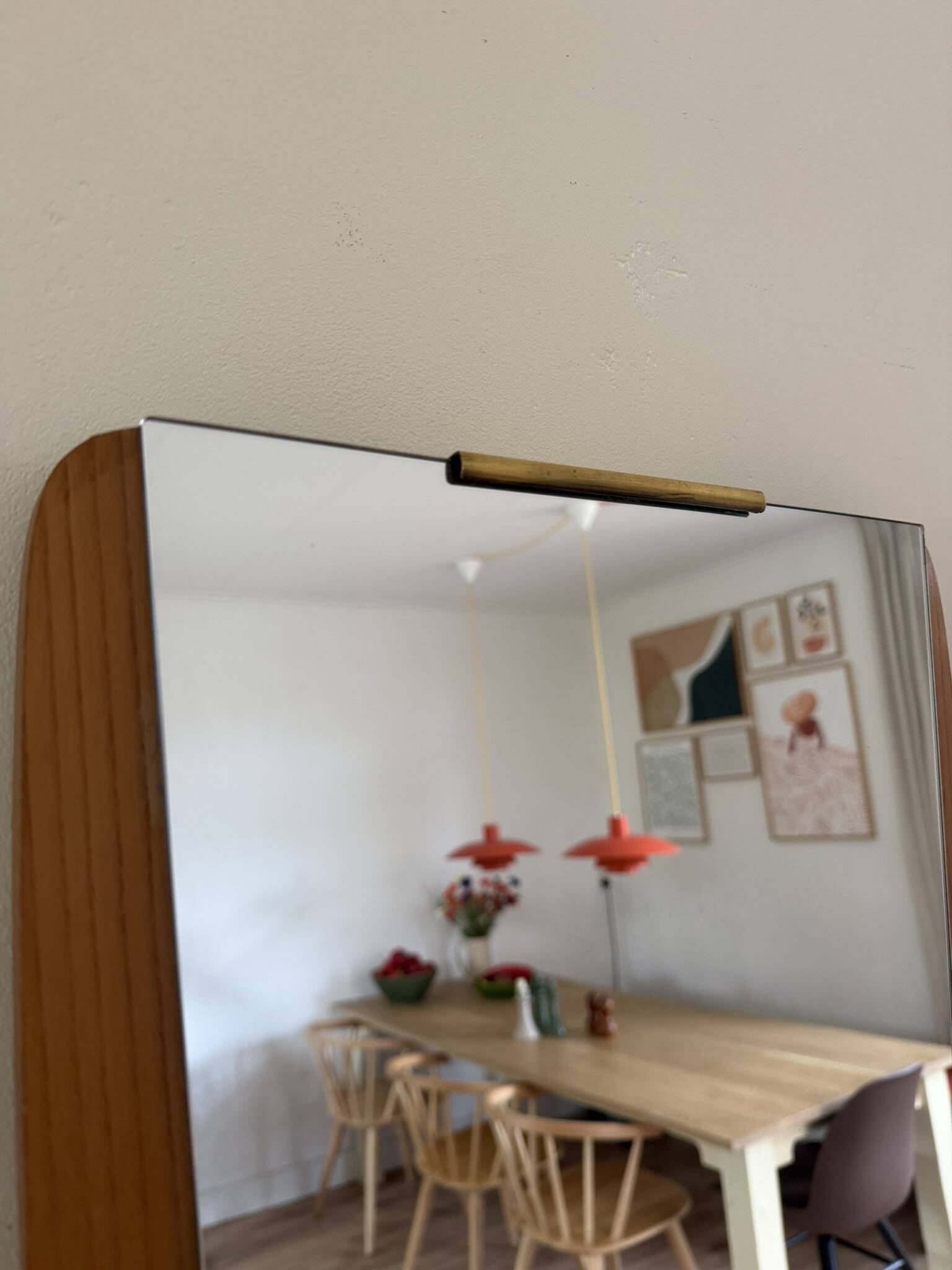 Beautiful vintage Danish mirror with nice brass details