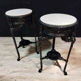 Pair of cast iron pedestal tables XIXth