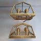 Pair of Italian gold-plated brass wall sconces with beveled glass