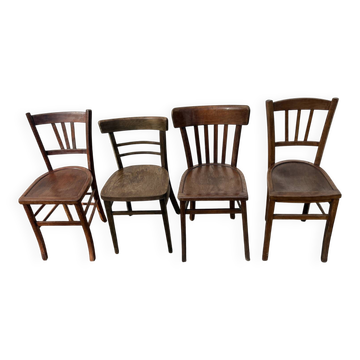 Set of 4 dark vintage bistro chairs