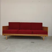Folding bench Daybed sofa red and black fabric Libena Ex Teh