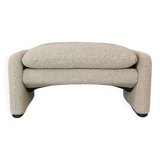 Vico Magistretti "Maralunga" footstool re-upholstered For Cassina