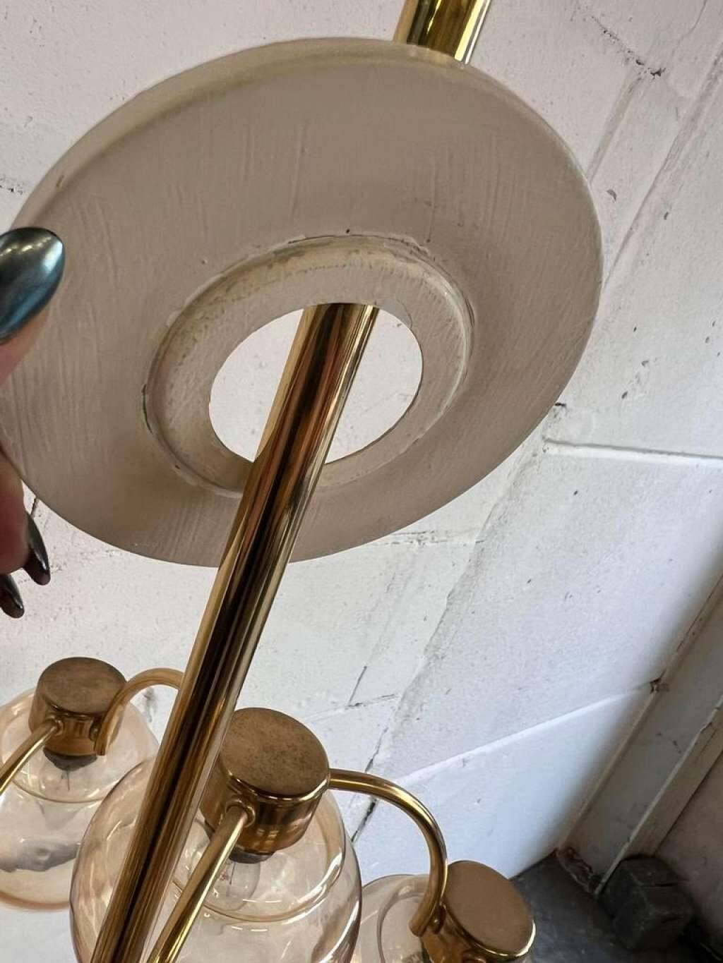 Vintage “golden” sciolari style hanging lamp with 12 light points