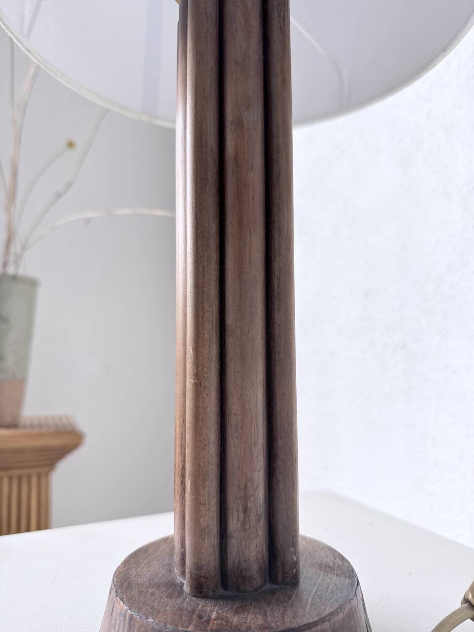 1940s Art Deco oak desk lamp