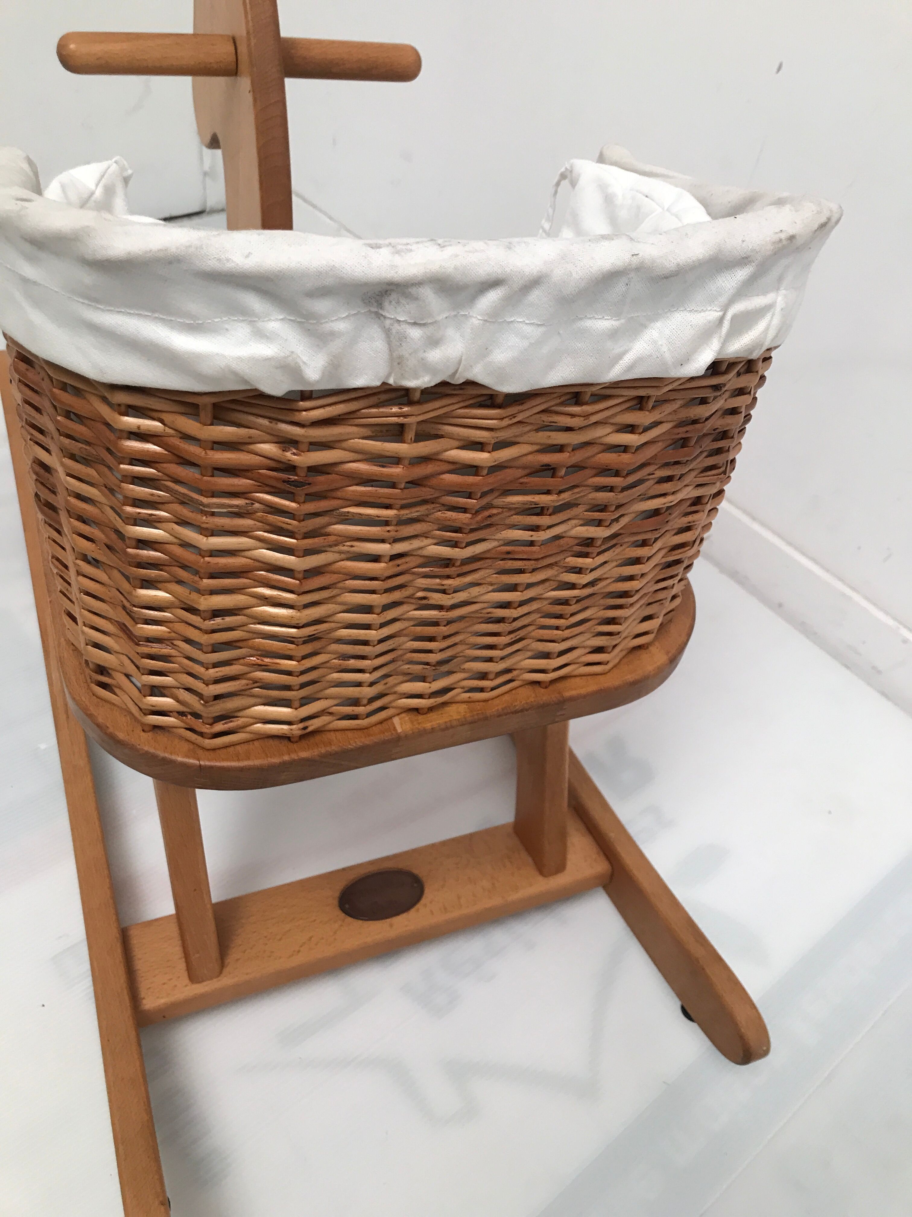 Rocking horse white wicker basket Moulin Roty