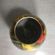 Old ceramic ball vase enamelled drawing fruits interior white vintage