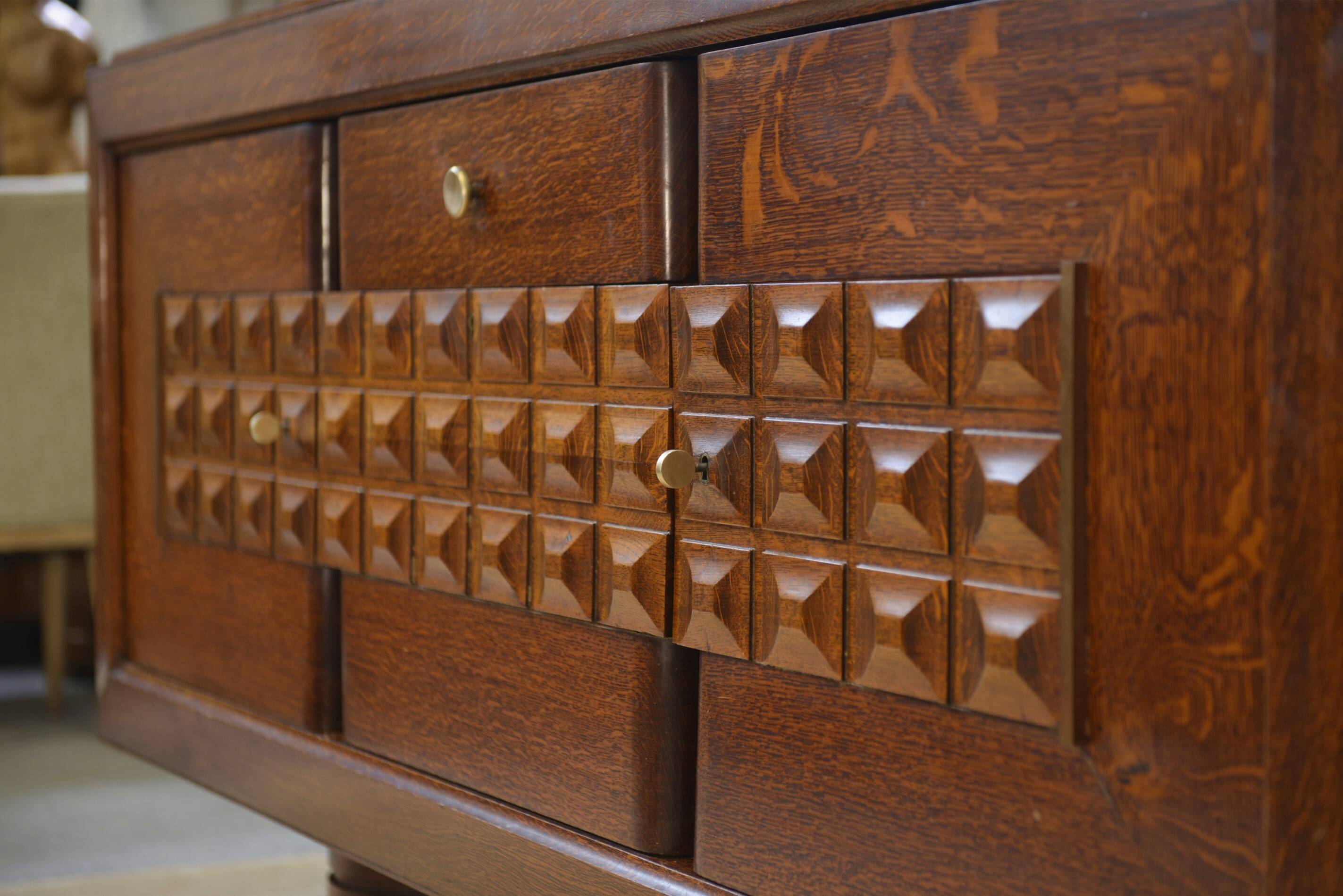 Brutalist sideboard attributed to Charles Dudouyt 1940s