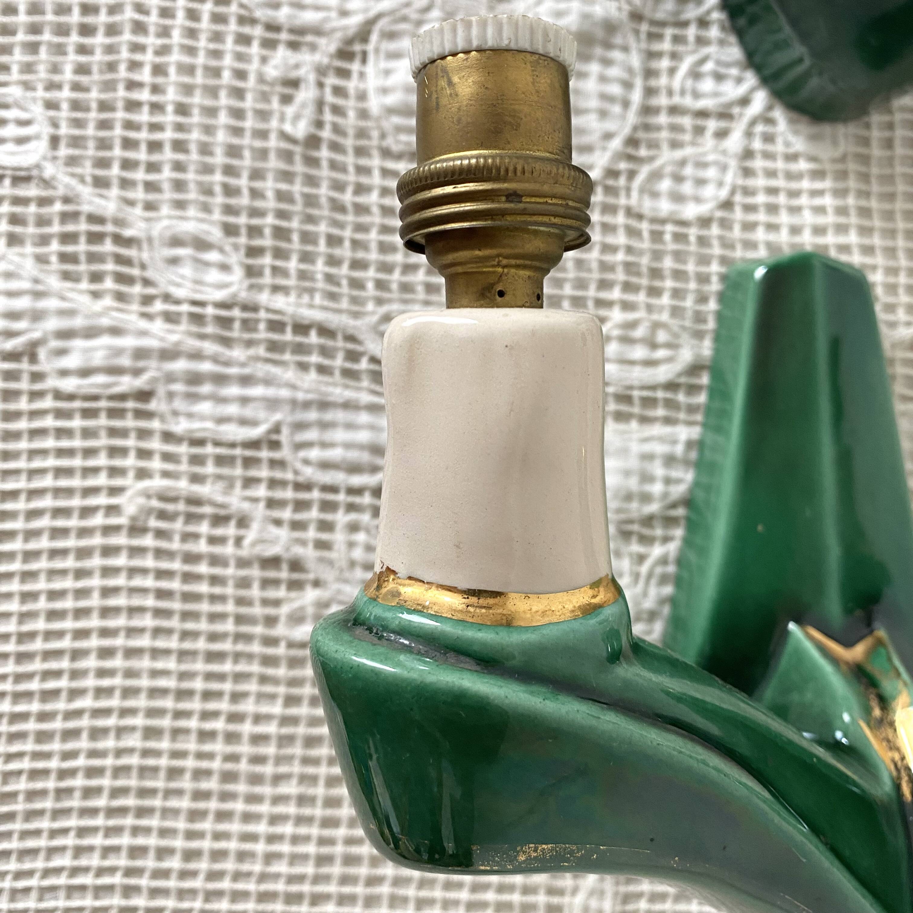 Pair of double art deco ceramic wall lights