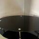 Vintage triple coffee table with smoked glass and chrome top