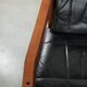 Black leather set of 4 Art Deco design dining chairs with armrests