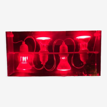 Duplex pendant lamp - Fontana Arte red plexiglass by Carlo Tamborini