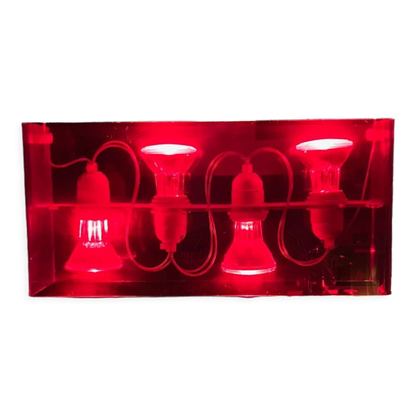 Suspension Duplex Fontana Arte rouge en plexiglass de Carlo Tamborini — Beyit