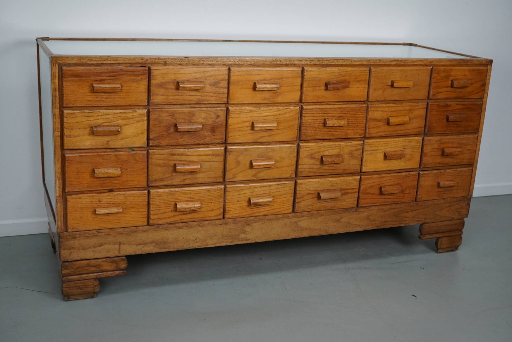 Antique British Oak Haberdashery Cabinet or Shop Counter, 1920/30s