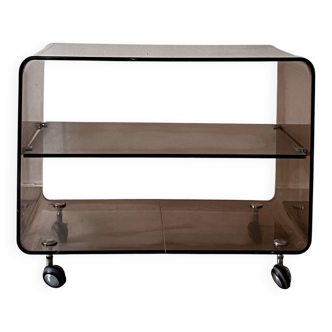 Desserte TV/hifi  en plexiglas fumé par M. DUMAS pour Roche Bobois 1970