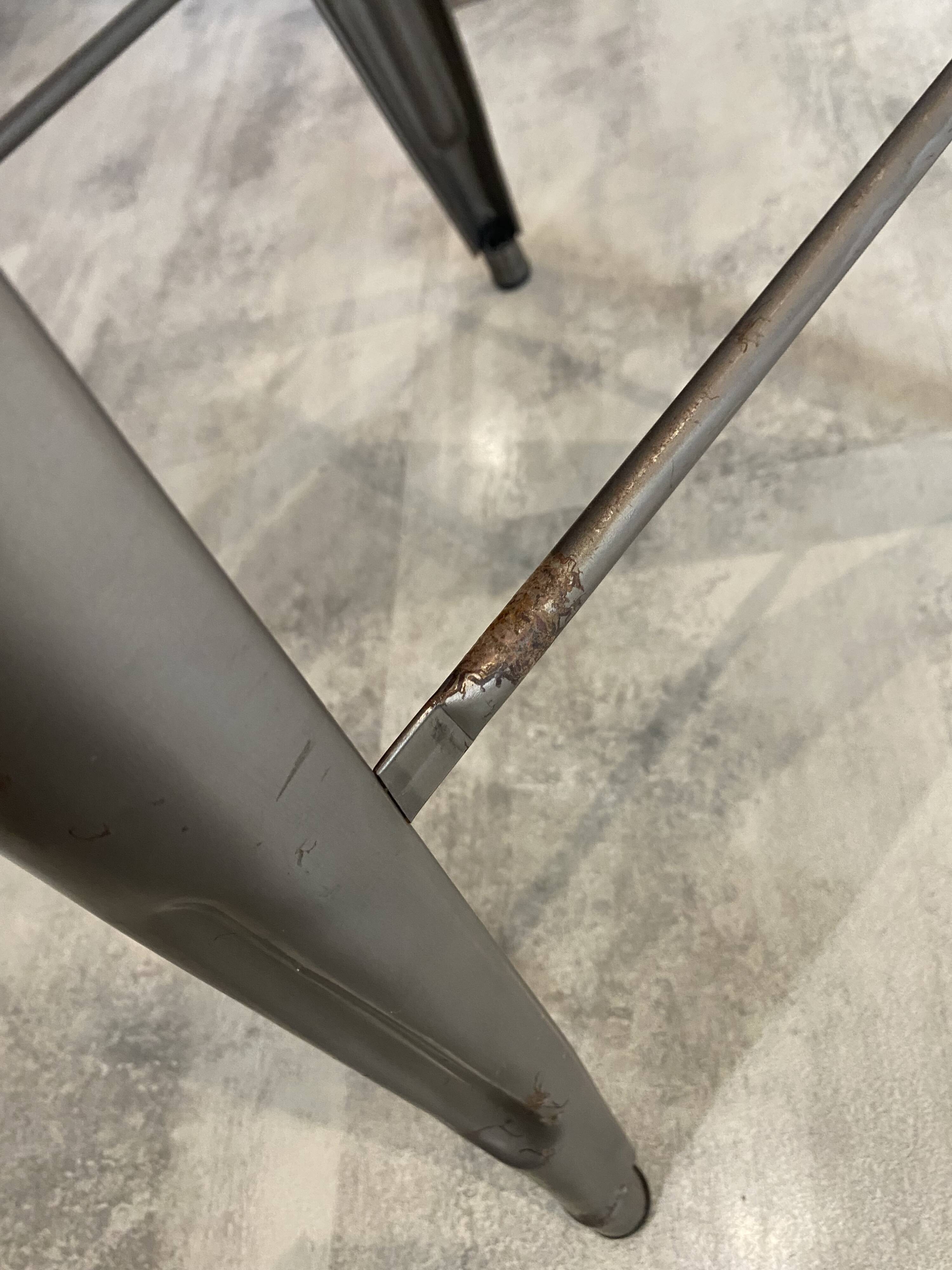 Genuine TOLIX H75 industrial high bar stool, stackable, varnished metal.