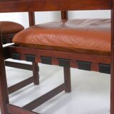 Pair of small leather dining seats or chairs by Edward Wormley