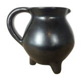 Black satin ceramic tripod pitcher 50s