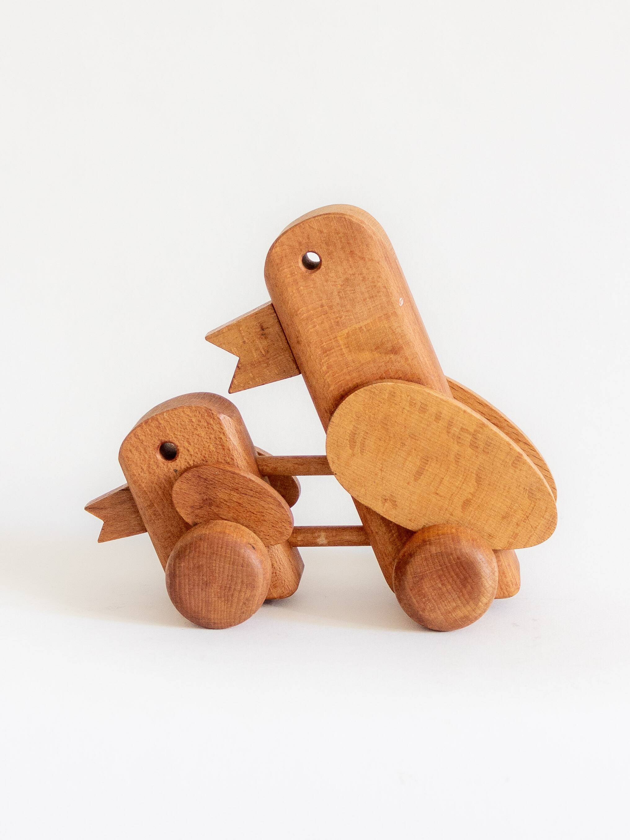 Wooden toy with wheels, Czechoslovakia, 1970s
