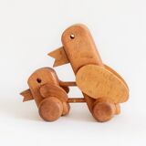 Wooden toy with wheels, Czechoslovakia, 1970s