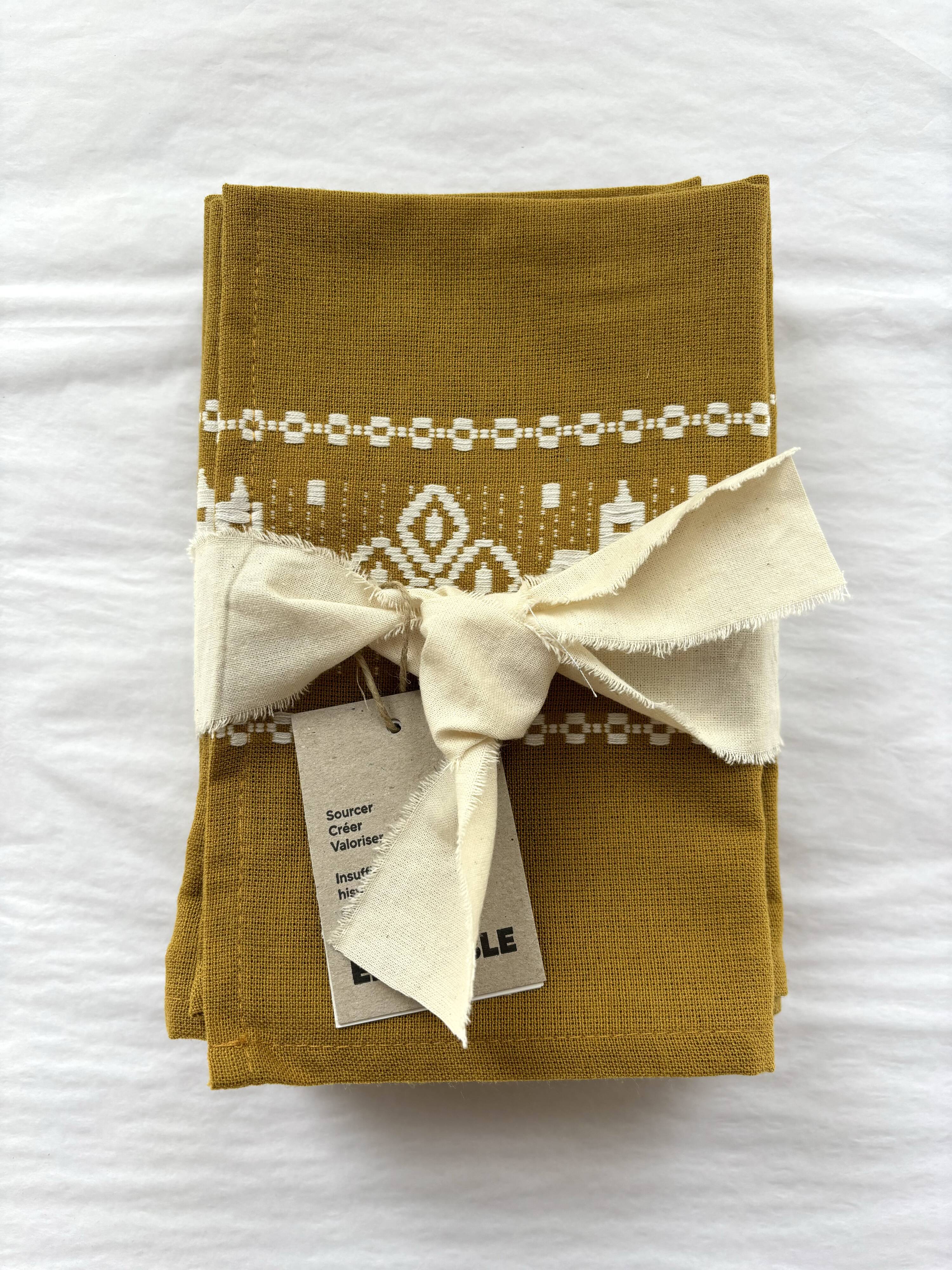 Basque pattern towel, mustard