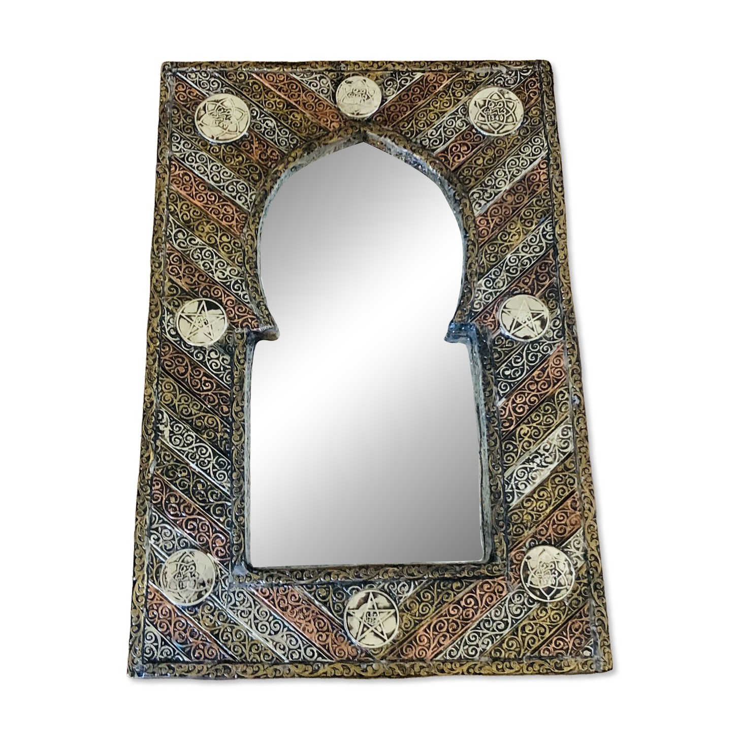 Miroir marocain vintage à décor mauresque