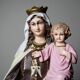 Statuette plaster ND of Mount Carmel, Olot workshops, glass eyes, 1920-1930