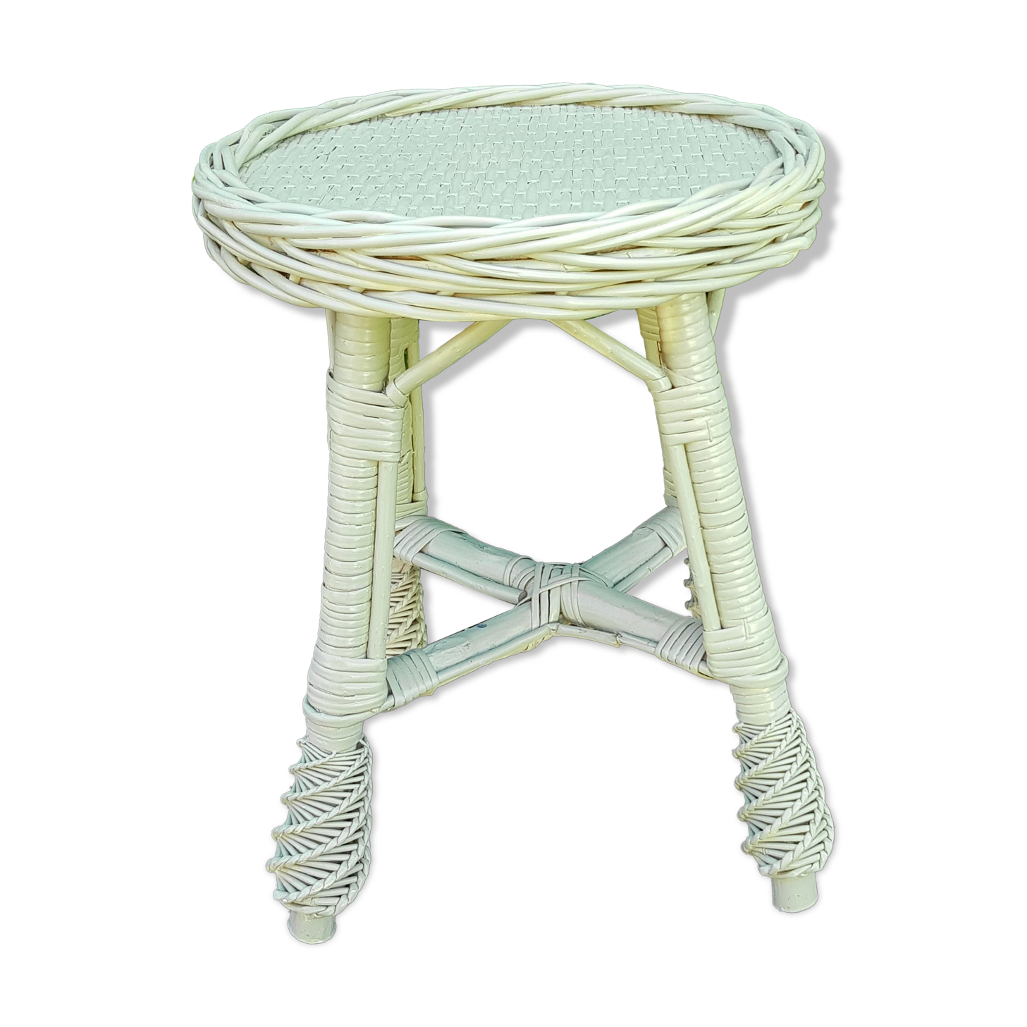 Khaki rattan stool