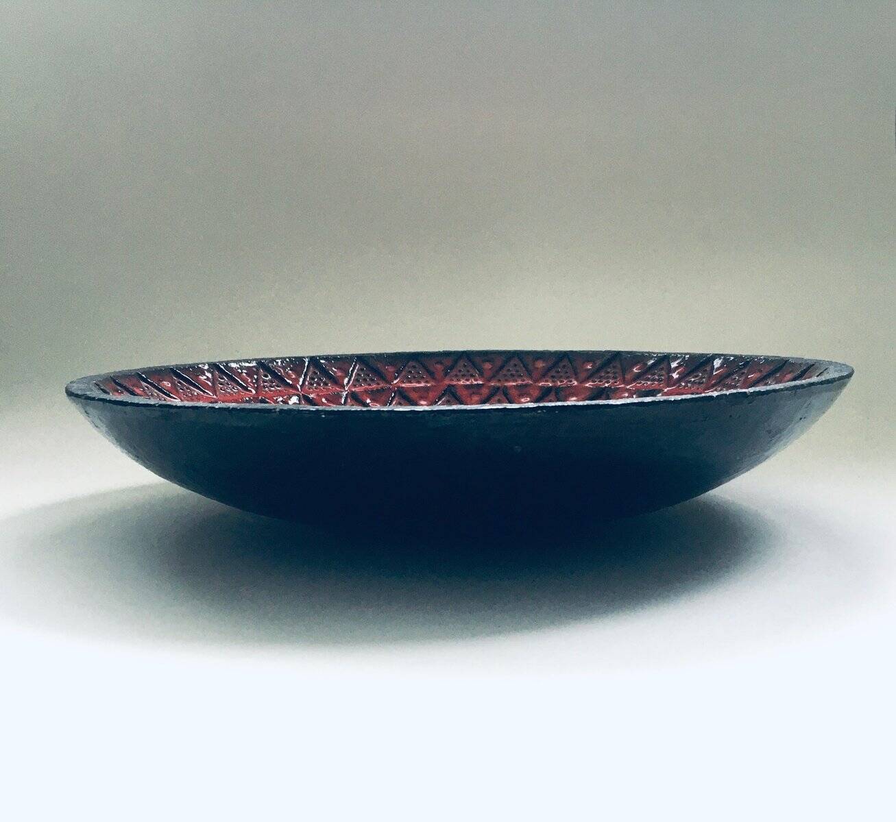 Brutalist Design Art Ceramic Bowl by Jan Nolf, Perignem, Belgium, 1950s