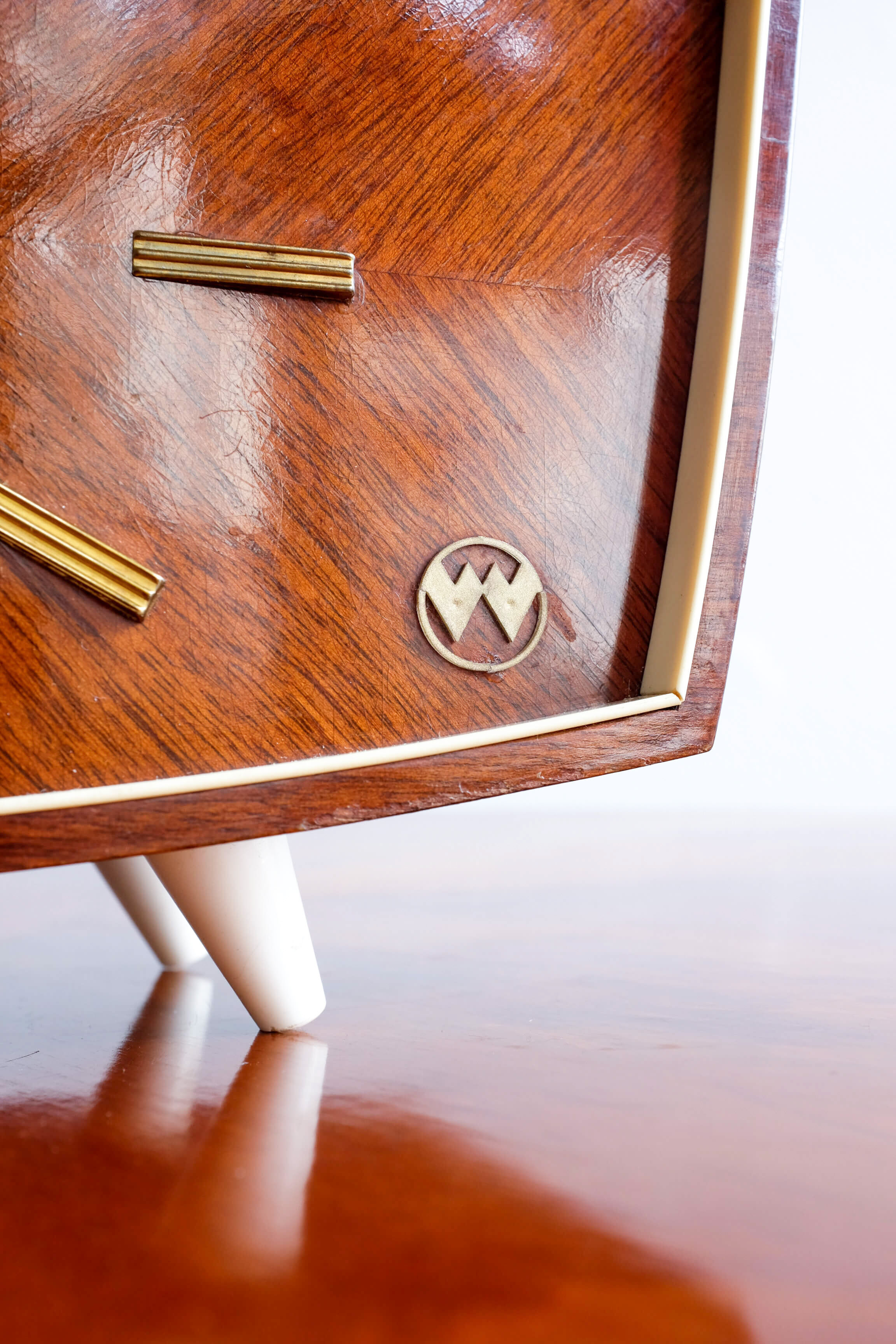 Vintage wooden weimar table clock made by germany, 1960s