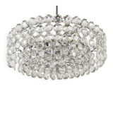 Grand lustre en laiton nickelé Bakalowits avec cristaux en diamant, Autriche, 1950