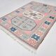 Dusty Pink Turkish Vintage Oushak Rug, 7x9 Area Rug For Living Room
